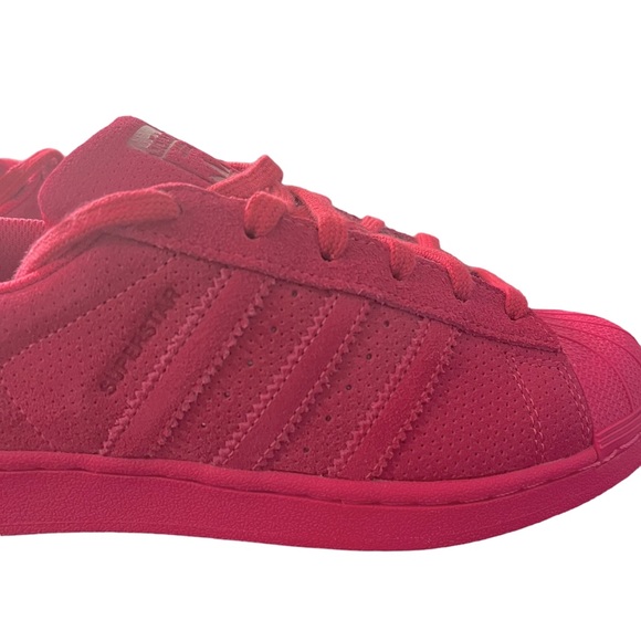 Adidas Originals Superstar J Hot Pink Suede Sneakers, Boys 6Y/Women’s 8 - Picture 5 of 9
